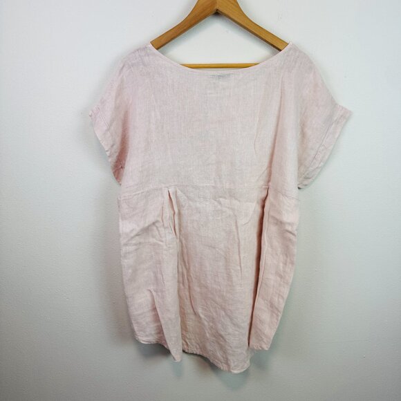 💥BOGO💥 Linen Pink Floral Short Sleeve Top - Picture 3 of 9